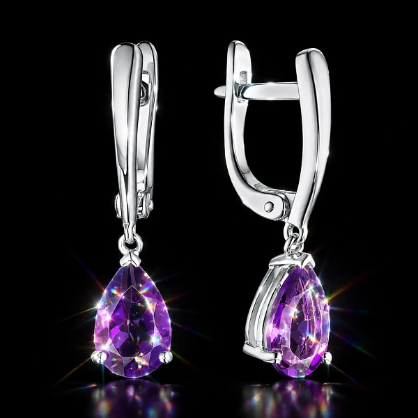 Серьги из серебра с аметистами
