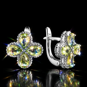 Серьги из серебра с хризолитами