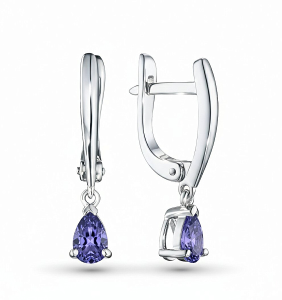Серьги из серебра с танзанитами